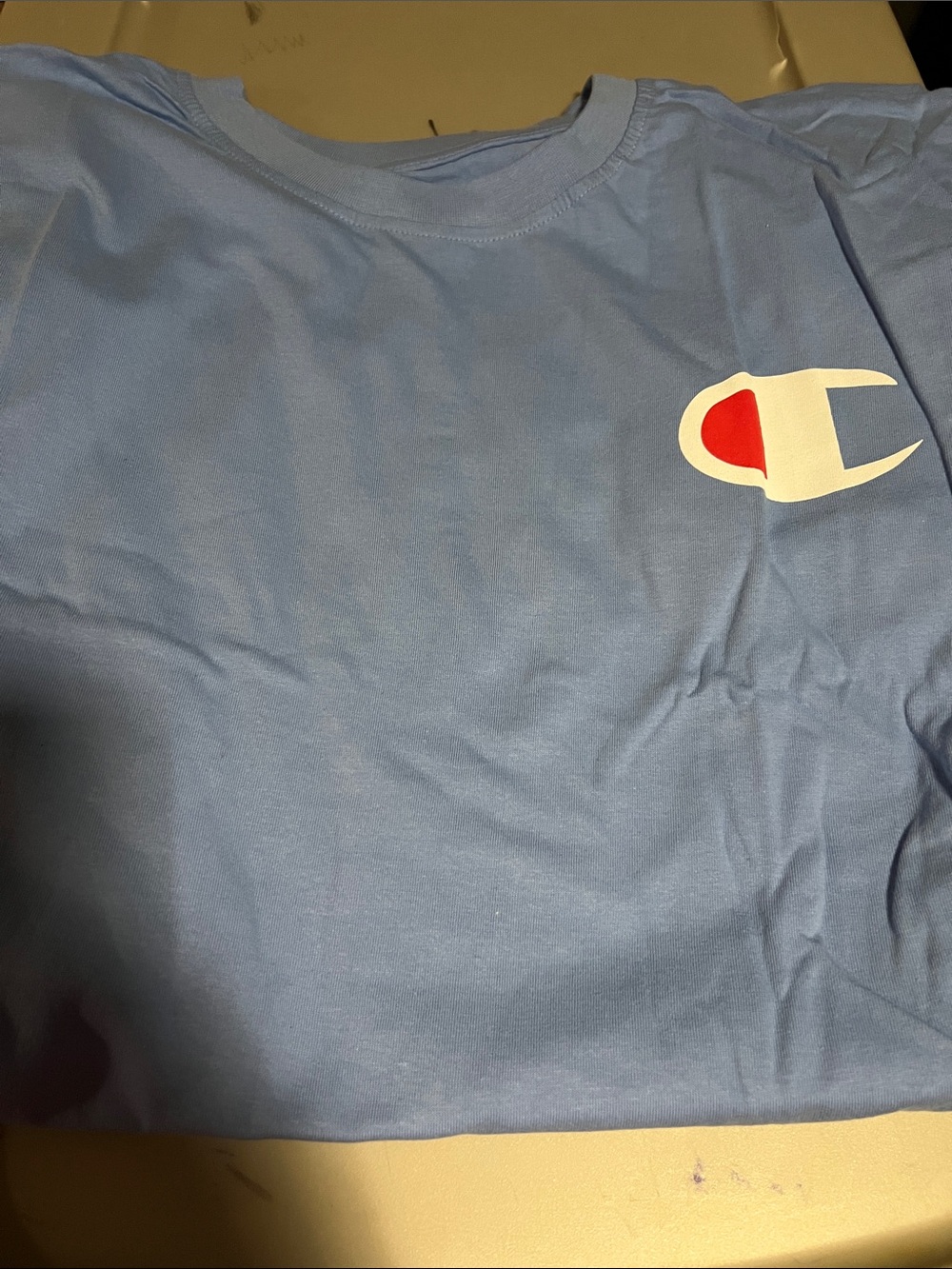 Champion Sky Blue Tee with Chest C Patch Sz 6XL buy on get one 1/2 off